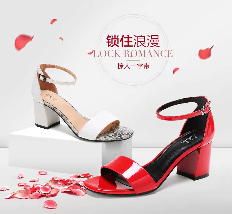 Tủ giày nữ 2017 mùa hè mới túi vuông đầu dày với giày cao gót bằng da dày bằng sáng chế với dép thời trang khí chất sandal nữ hàn quốc