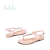 Tủ giày 2018 mùa hè mới pinch phẳng đáy xương ngón chân ngọc trai rhinestone ngọt ngào dép sinh viên nữ sandal Sandal