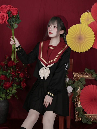 Осенняя оригинальная японская студенческая юбка в складку, короткий рукав