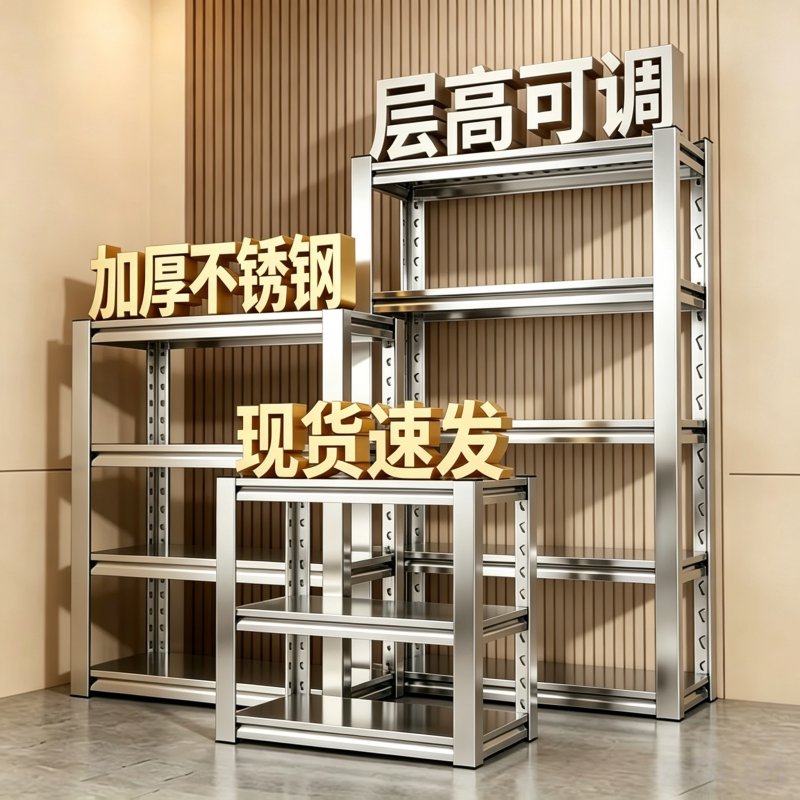 Upgraded Stainless Steel Gourd-Shaped Hole Storage Shelves, Floor-Standing Multi-Layer Adjustable Warehouse Cargo Racks, Display Racks Upgraded Stainless Steel Gourd-Shaped Hole Storage Shelves, Floor-Standing Multi-Layer Adjustable Warehouse Cargo Racks, Display Racks