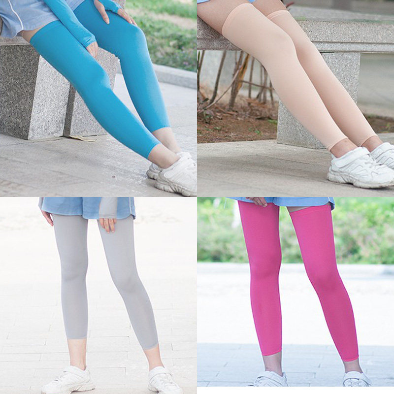 Leg guard kneecap long cylinder sleeve sunscreen legs cover female summer sun protection thin section ice silk stockings leg sleeves anti-UV overdraft