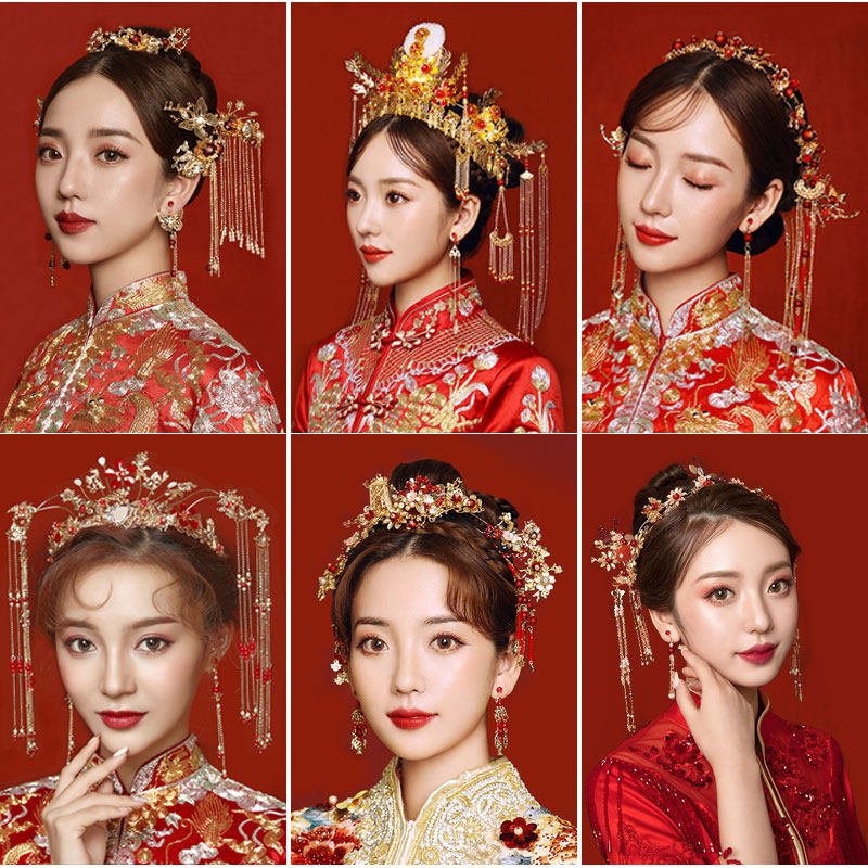 Queen Grand Wedding Canopy Xia Cape and Bride Toast to the Red Hair Accessories Simple Atmospheric Head Crown Wedding and Wedding Walk