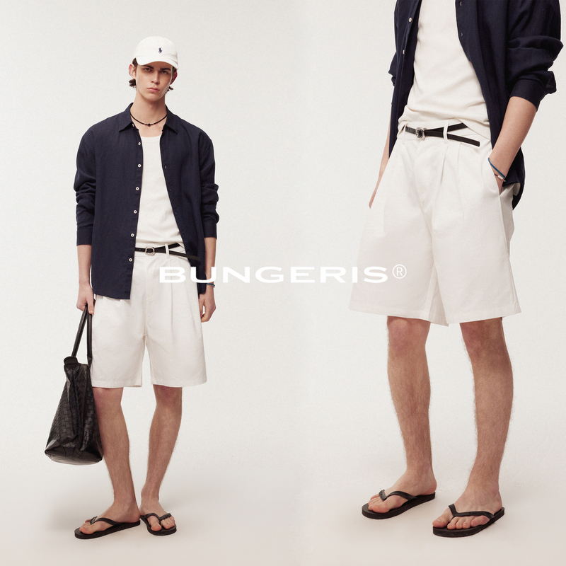 Bungeris'Commuting and Vacation' High-End Urban Pleated White Casual Shorts Suit Half-Pants Minimalist Style Bungeris'Commuting and Vacation' High-End Urban Pleated White Casual Shorts Suit Half-Pants Minimalist Style