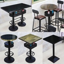 High bar Table Jing combined retro table and chairs brief high foot table set to be clear KTV leaning against the wall Bench Chairs Bar