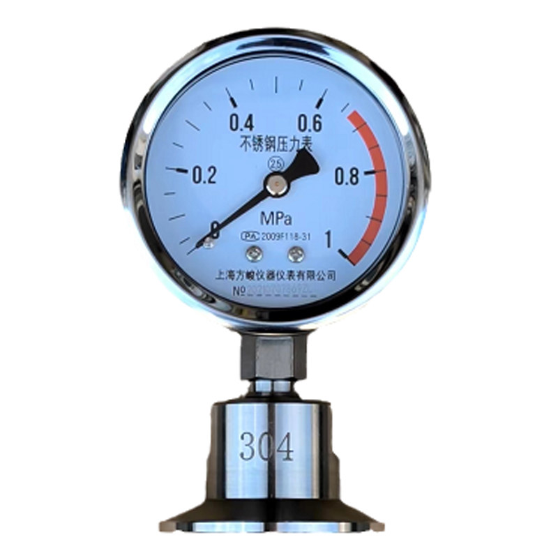 Shanghai diaphragm pressure gauge YTP60BF hygienic stainless steel seismic resistant clamp fast - mounted anti - seismic oil pressure gauge