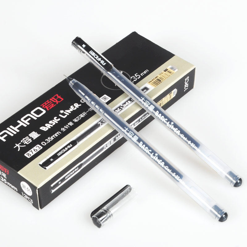 0 38mm hobby small fresh neutral pen students with writing water pen black 0 5 continuous ink signature pen 0 35