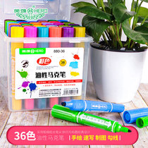 Hero 36 color 24 marker pen color big double head oily marker POP poker pen painting set mark pen