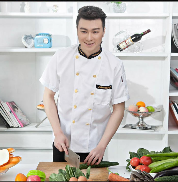 Quần áo đầu bếp mới Quần áo bếp ngắn tay đặt gói khách sạn nhà hàng tây nhà hàng mùa hè sau quần áo nhà bếp mùa hè quần đùi