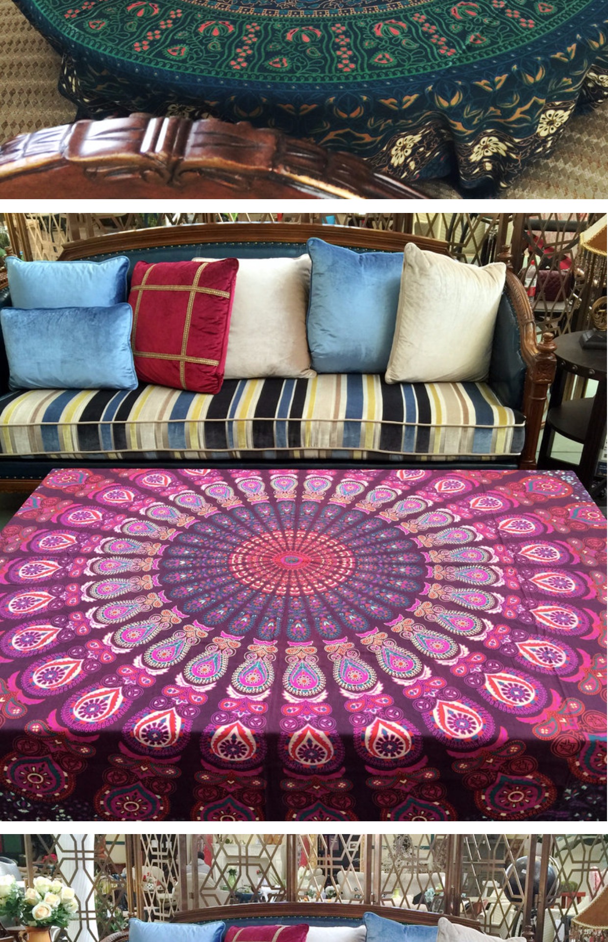 Vải trang trí Ấn Độ nhập khẩu mandala làm bằng tay voi tấm thảm Đông Nam Á tấm thảm Mandala vải treo thảm trang trí sofa
