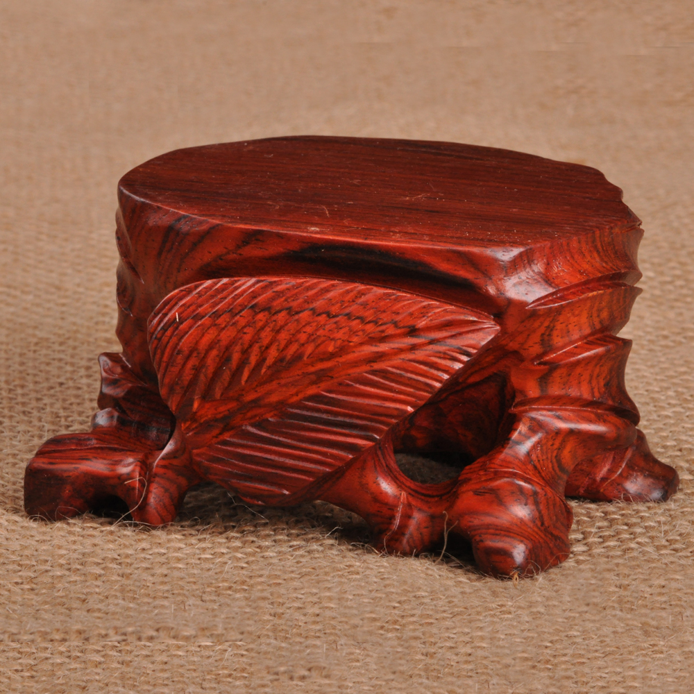 Mahogany handicraft ornaments red acid branch root carving small base strange stone jade seal base wooden support small ornaments