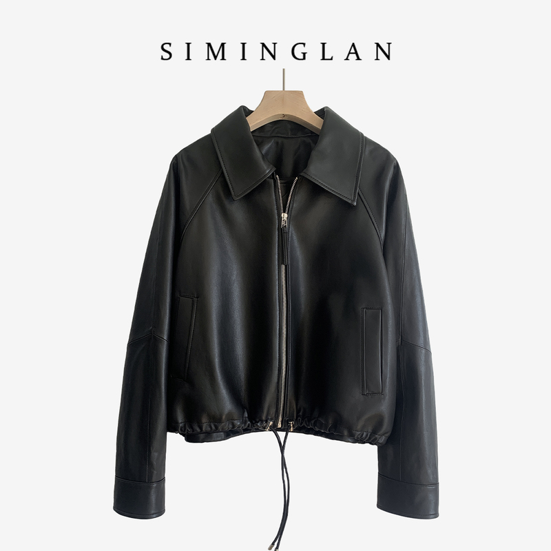 European Quality Semi-Vegetable Tanned Sheepskin Leather Jacket 2026 Spring and Autumn New Fashion Loose Leather Jacket Short Women's Coat European Quality Semi-Vegetable Tanned Sheepskin Leather Jacket 2026 Spring and Autumn New Fashion Loose Leather Jacket Short Women's Coat