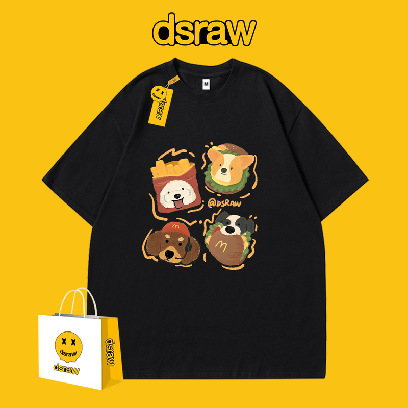 Dsraw American Trendy Brand Heavyweight Loose Casual Round Neck Fun Short-Sleeved T-Shirt Half-Sleeve Unisex Summer Top Dsraw American Trendy Brand Heavyweight Loose Casual Round Neck Fun Short-Sleeved T-Shirt Half-Sleeve Unisex Summer Top