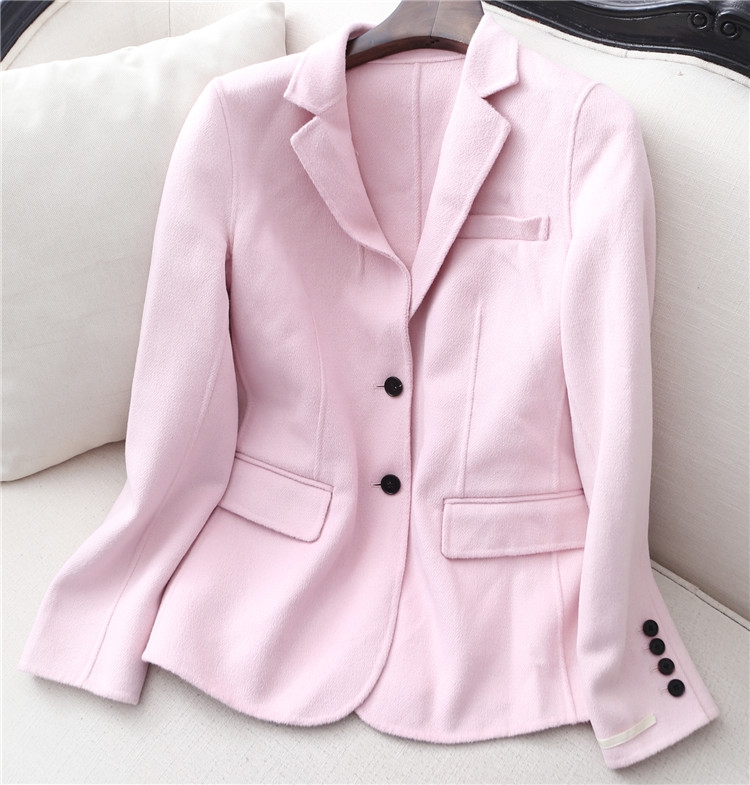Có một giọng điệu! Lông tóc + cashmere + thỏ tóc ~ làm bằng tay hai mặt ~ đi lại tính khí len áo ~ BG1110 áo khoác dài hàn quốc
