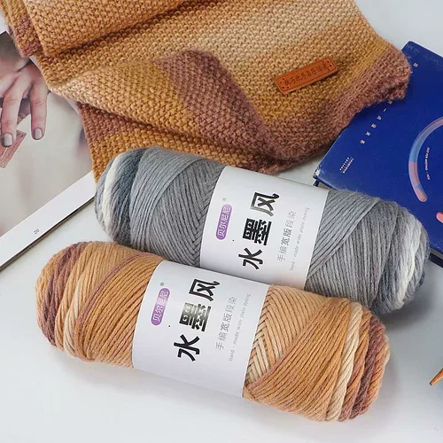 Шерстяной радужный цветной клубок пряжи, крючок для вязания, накидка, градиент