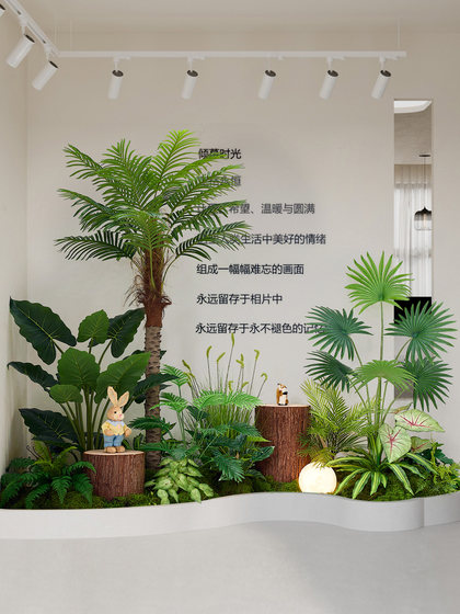 Simulated Green Plant Landscaping Combination for Corner Arrangement, Entrance Hall, Indoor Landscape Plants, Artificial Trees, Staircase Corner Decorative Ornaments