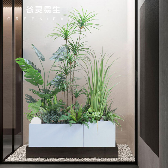 Simulated Plants, Large Fake Green Plant Ornaments, Fiberglass Flower Pots, Landscape Hotel, Shopping Mall, Restaurant Partition Decoration
