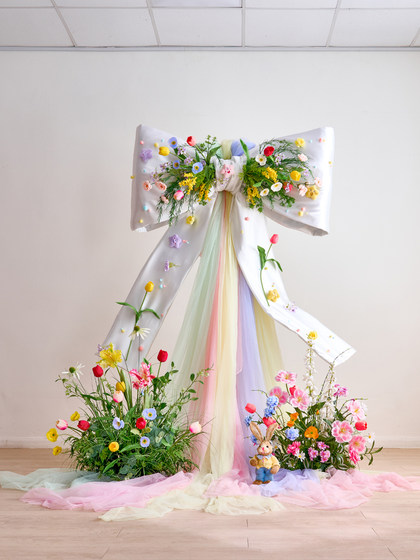 Artificial Flowers, Faux Flower Decorations, Atmospheric Bow Decorations, Commercial Display, Popular Social Media Photo Shoot Scene Setup Decorations