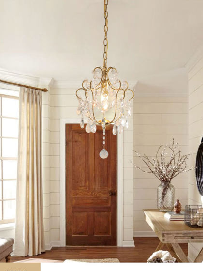 American Country-Style Crystal Chandelier, French Light Luxury Dining Room, Entrance Hall, Balcony, Bar Counter, Staircase Crystal Small Chandelier