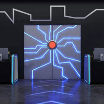 Palm print door net red trembles punch palm induction door colorful lighting bar starry sky art museum technology door customization