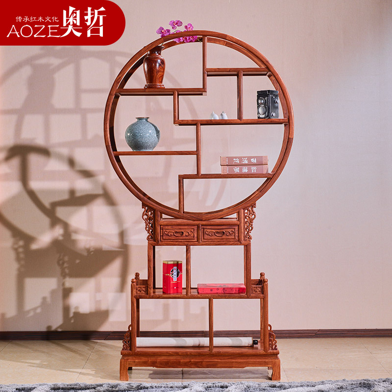 Mahogany furniture Solid wood Bogu shelf Hedgehog red sandalwood antique shelf Duobao Pavilion Ming and Qing furniture A-B03