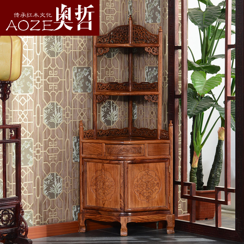 Aozhe classical mahogany triangular cabinet side cabinet rosewood corner frame hedgehog rosewood antique furniture A-G16