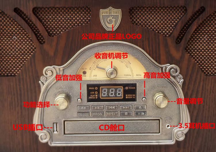dau dia than Jue phonograph sáng tạo retro rắn gỗ cổ điển vinyl ghi máy nghe nhạc sừng lớn máy nghe nhạc âm thanh châu Âu đầu đĩa than pioneer pl 50