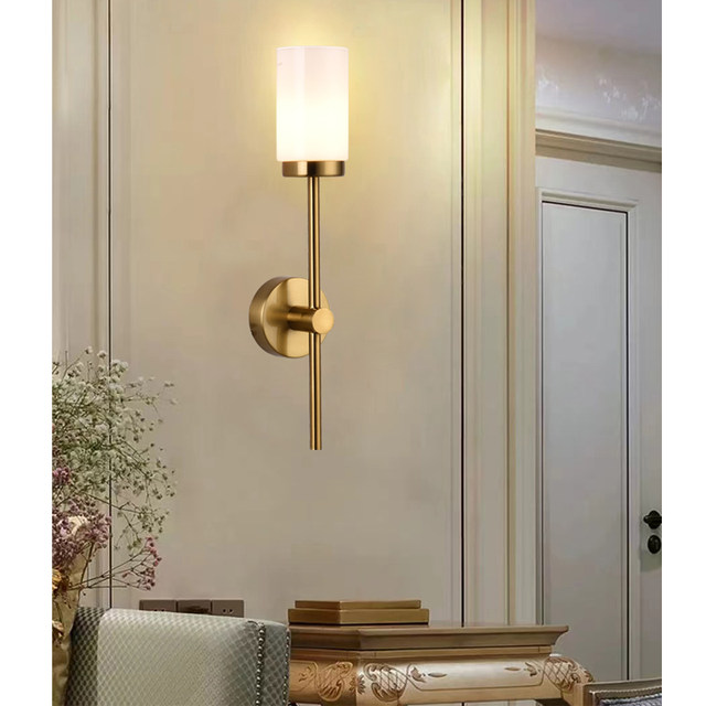 French Cream Living Room Retro Decorative Wall Lamp Modern Simple Bedside Lamp American Light Luxury Villa Long Pole Wall Lamp