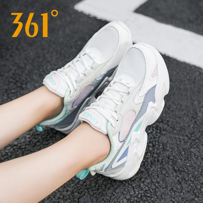 361 sneakers women's spring autumn style Breathable Tennis Noodles Casual Shoes Subtidal Shoes 361 degrees Flagship Old Daddy Shoes Mesh Shoes Women Shoes