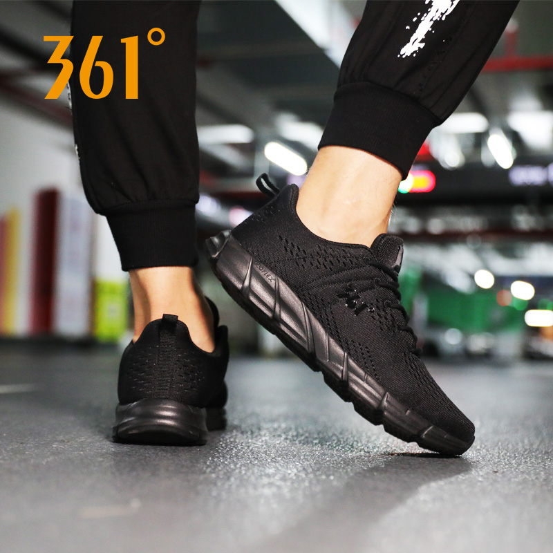 361 sports shoes men's summer new black trendy shoes running shoes men's 361 degree mesh shoes breathable shock-absorbing men's shoes