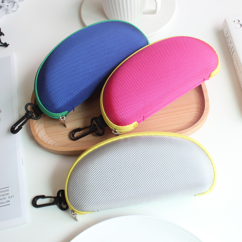 High-Quality Colorful Sunglasses Zipper Case, Simple, Pressure-Resistant, Lightweight, Portable Storage Box, Glasses Case with Hook