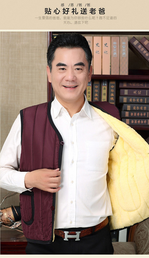 Mùa thu và mùa đông đàn ông trung niên áo chần bông Bố tải cộng với áo nhung nhung kích cỡ lớn áo khoác cotton Áo khoác cotton không tay áo khoác mùa đông nam
