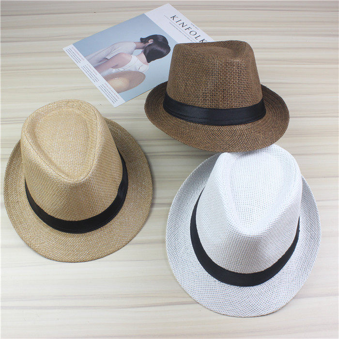 korean style trendy sun hat – unisex straw jazz hat for beach & casual wear