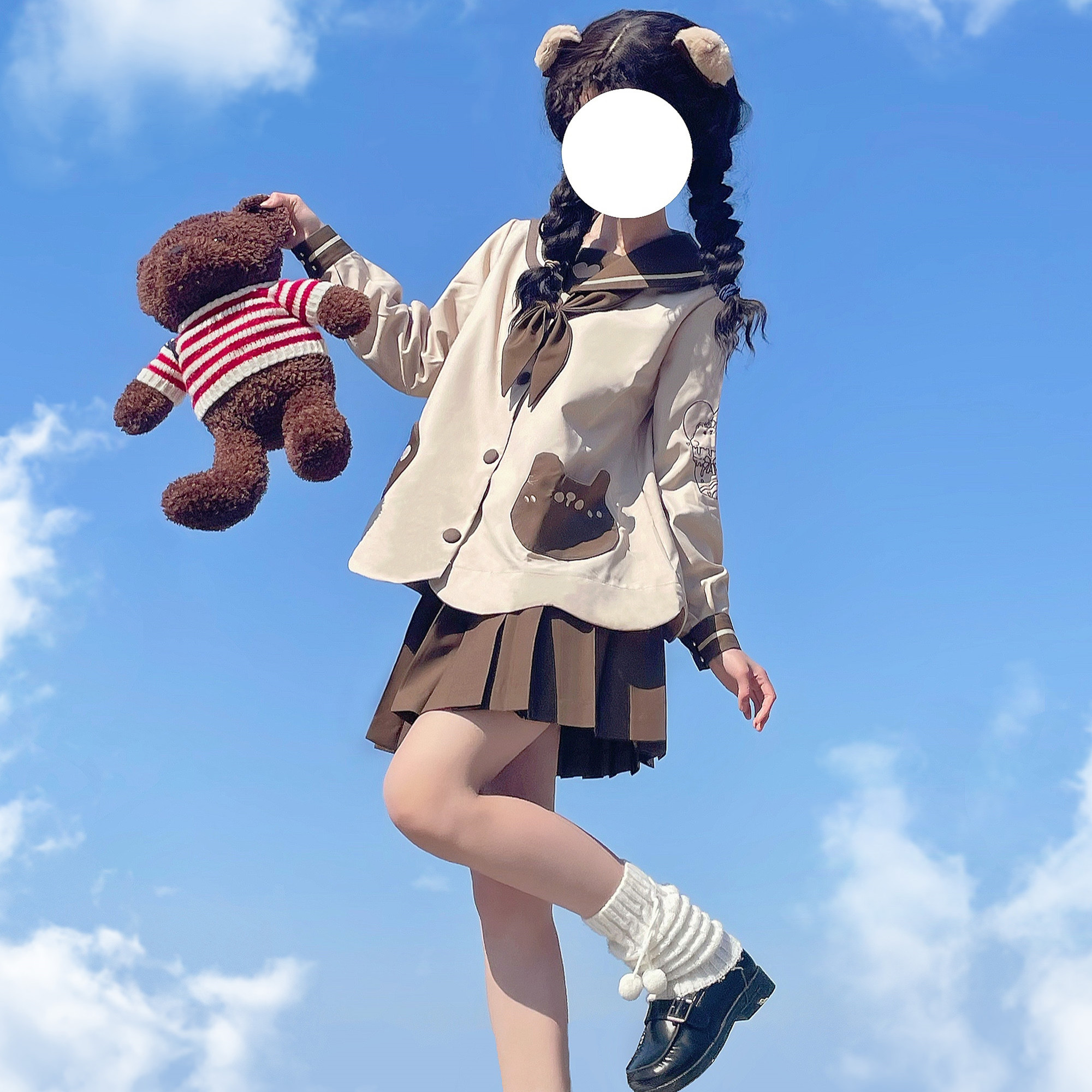 (wood jam JK) Original sauce Cocoa Cocoa Cute New Kindergarten JK Uniforms Spring Summer Cute Long Sleeve Sailor