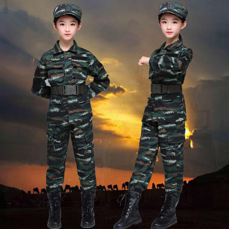 Children Tiger Spotted Camouflares Uniformed Students Wear wear training Conserve Early Childhood Military Training Breathable Out of Performance Speed Dry Clothing