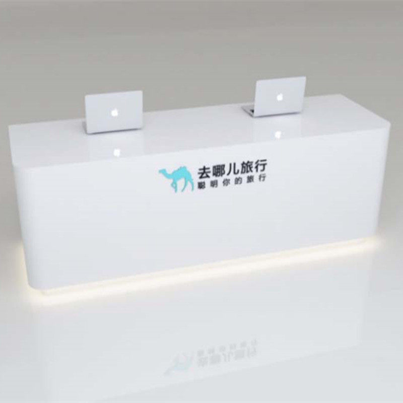 Where to go to the travel agency front desk reception desk white baking varnish bar desk dry cleaning store cashier's counter clothing store reception desk