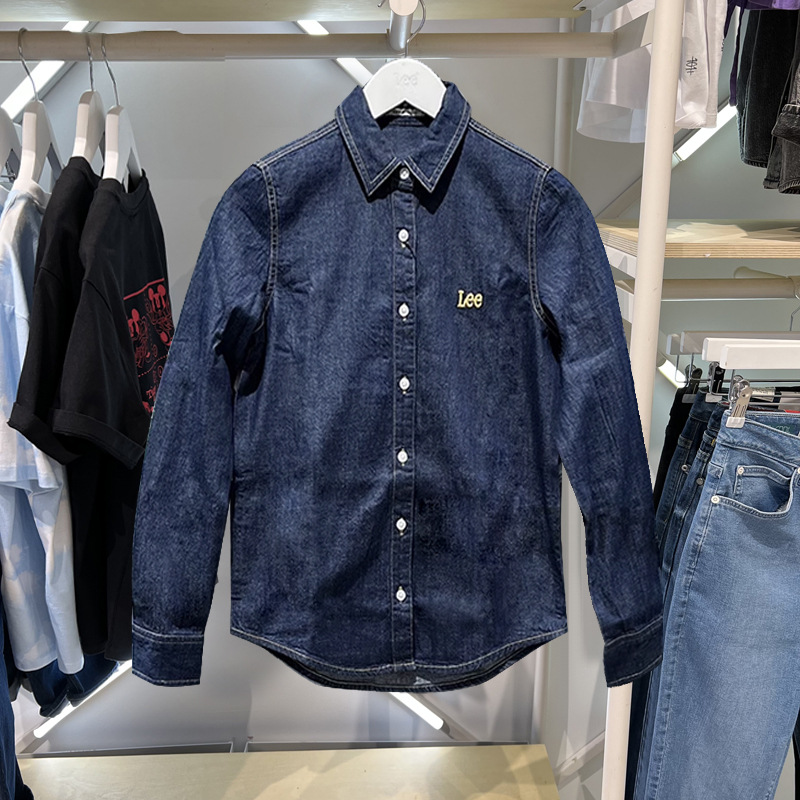 Lee Retro Blue Women's Shirt Slimming Embroidered Women's Denim Shirt Lwt0080796De00F-898L00