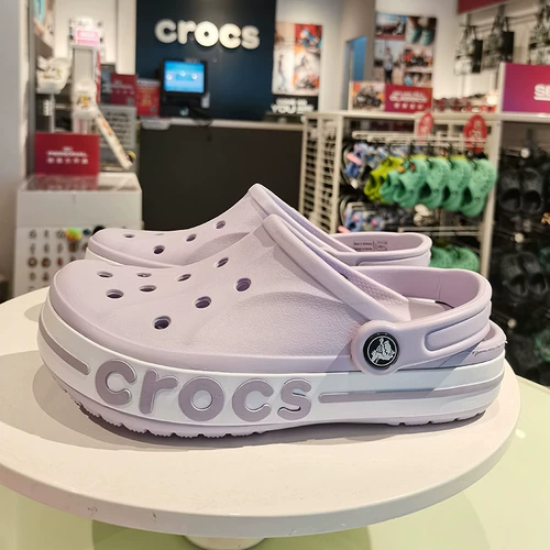 Crocs, тапочки в стиле Crocs, летняя пляжная обувь, сиреневые мюли, закрытый носок