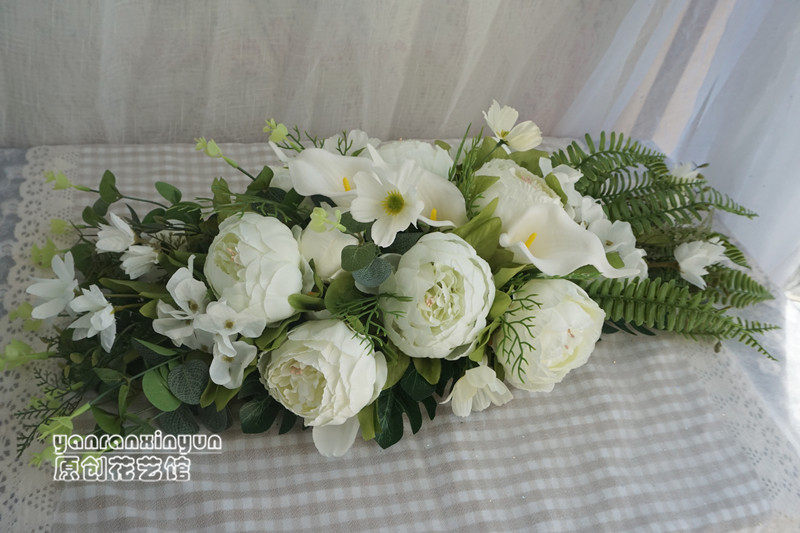 Creative Emulation Table Flower White Meeting Table Office Shop Window Decoration Hem LONG HOME LIVING ROOM BALCONY