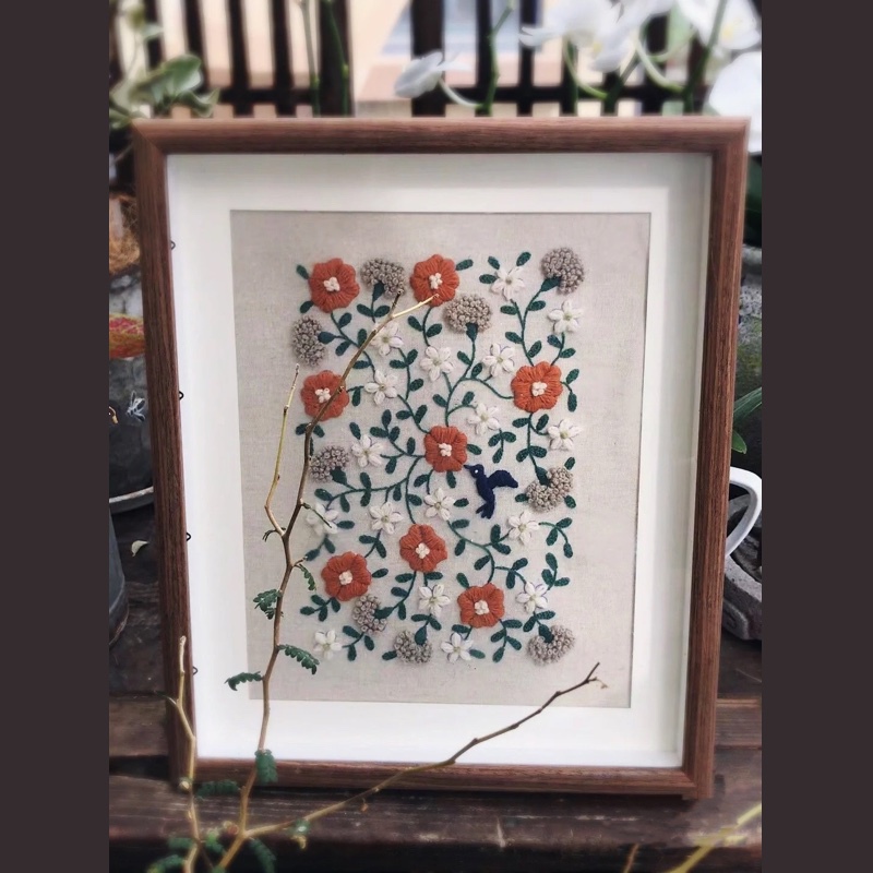 Embroidery Photo Frame Hollow Stereo 1.5cm Painting Watercolor Work Picture Frame Table Hanging Wall Dustproof Glass