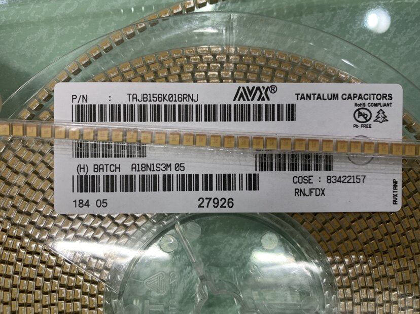 Tantalum capacitor AVX TAJB156K016RNJ 3528 1210 16V 15UF 10% 156C Type B