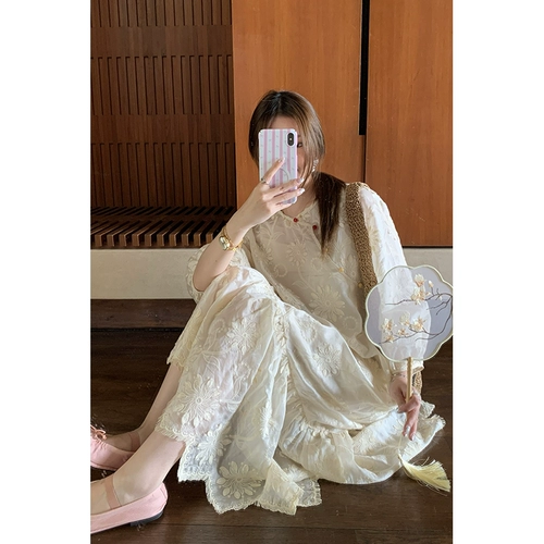 Heygirl Black Geyun Yunxun Ling Yinshu Sunflower Новое китайское платье Женское летняя утка