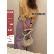 HEYGIRL black elder brother high waist slim long skirt female Korean version loose back split skirt skirt 2020 Summer