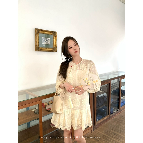 Heygirl Black Geyun Yunxun Ling Yinshu Sunflower Новое китайское платье Женское летняя утка