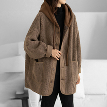 Wool coat for women in a 14 year old shop, wool women's coat for women, mapping Hong Kong light luxury retro Japanese style artistic loose and slimming oversized lamb wool cotton coat for women