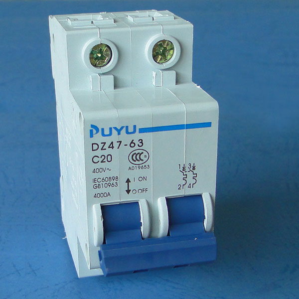 Factory direct sales: high quality plastic case air switch DZ47 small circuit breaker C45 2P1-63A C type D type