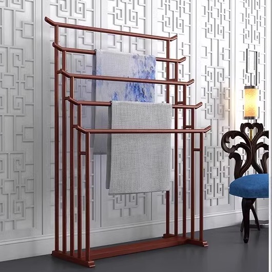 Solid Wood Scarf Rack, Scarf Stand, Floor-Standing Multi-Layer Hanging Rack, Chinese-Style Display Rack, Wooden Fabric Rack, Fabric Display Rack