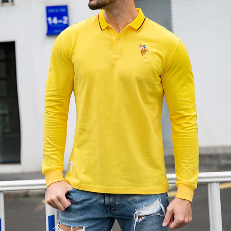 Paul St. March 2018 Áo thun dài tay cho nam Áo thun cotton hạt mùa thu Mua một chiếc áo POLO 8738 # áo polo