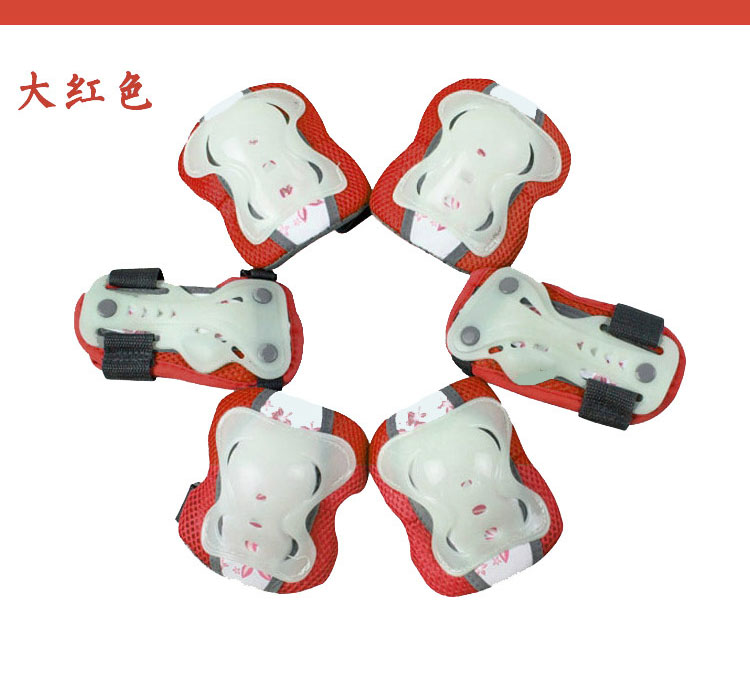 Phim hoạt hình xác thực trẻ em trượt băng bảo vệ 6 bộ thiết bị bảo vệ dày giày trượt huỳnh quang giày trượt patin - Trượt băng / Trượt / Thể thao mạo hiểm xe điện trượt