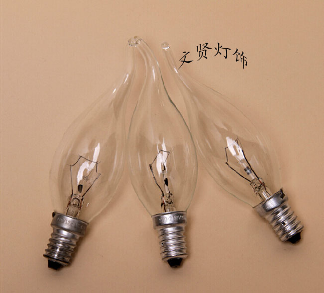 E14 screw mouth transparent pull tail ordinary bulb Yellow candle chandelier Crystal lamp special light source American village