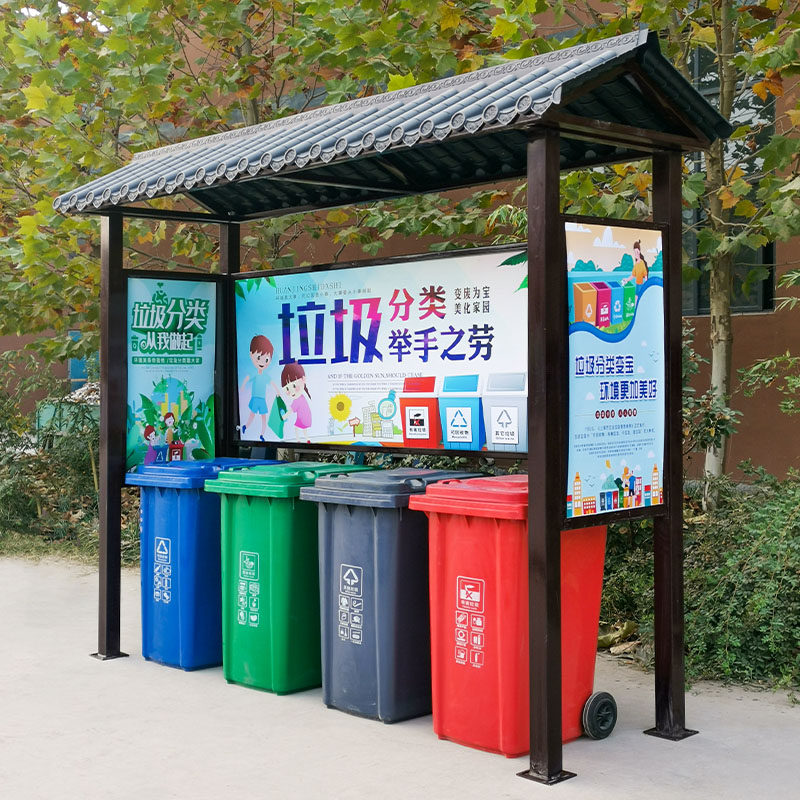 Custom Trash Sorting Collection House Collection Kiosk Garbage Sorting Station Garbage Sorting Bulletin Board Garbage Sorting Kiosk